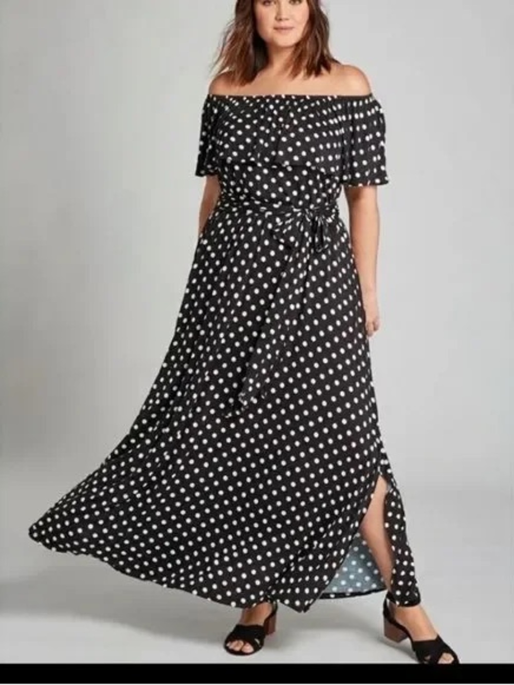 NWT! Lane Bryant Polka Dot 4-Way Convertible Off Shoulder Maxi Dress- Size 18/20